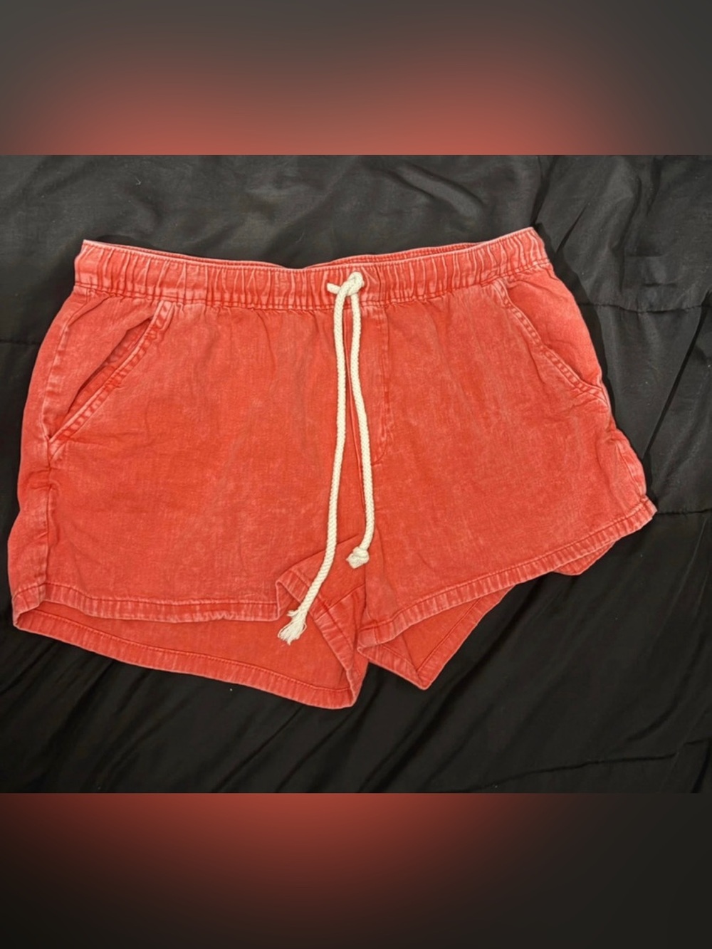 aerie Coral Drawstring Cotton Athletic Shorts